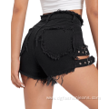 Ladies Sexy Hole Plain Scrunch Butt Denim Shorts